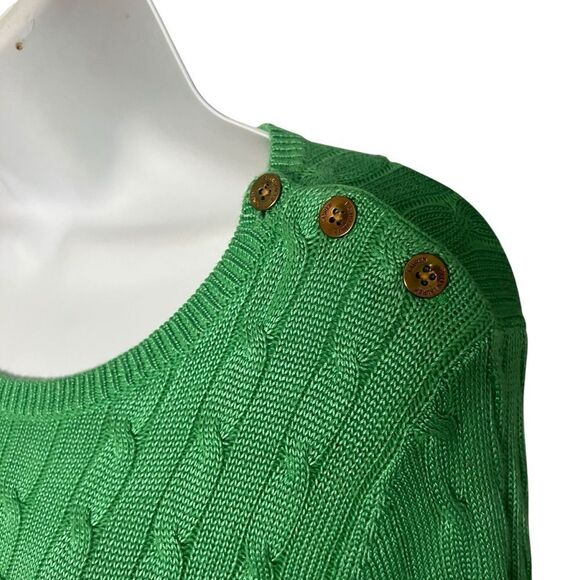 Lauren Ralph Lauren Green Cable Knit Sweater - Size L - Picture 4 of 7